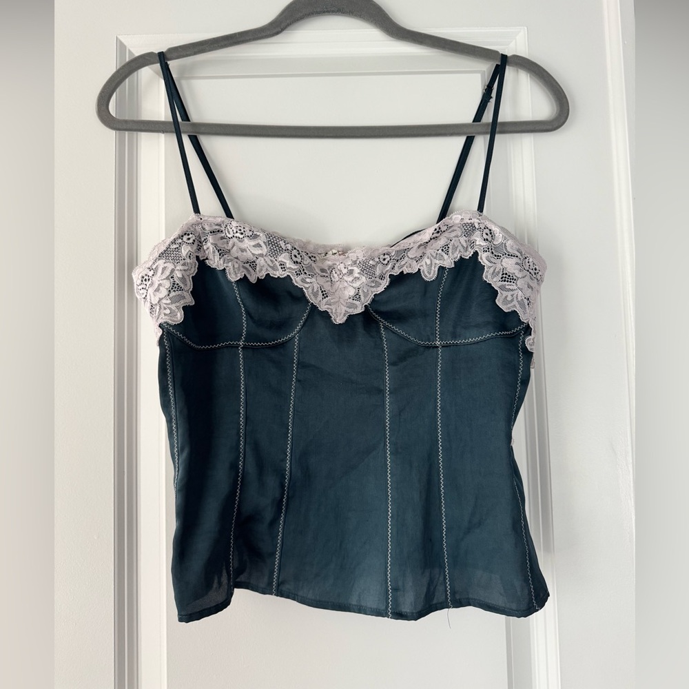 Free People Teal Camisole with Lace Trim size M